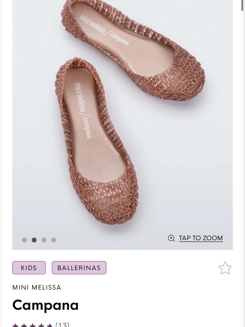 Mini Melissa Campana Ballerina Flats in Metallic Pink/Rose